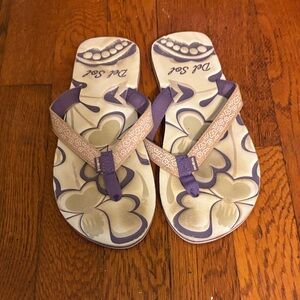 Purple and Cream Floral Flip Flops